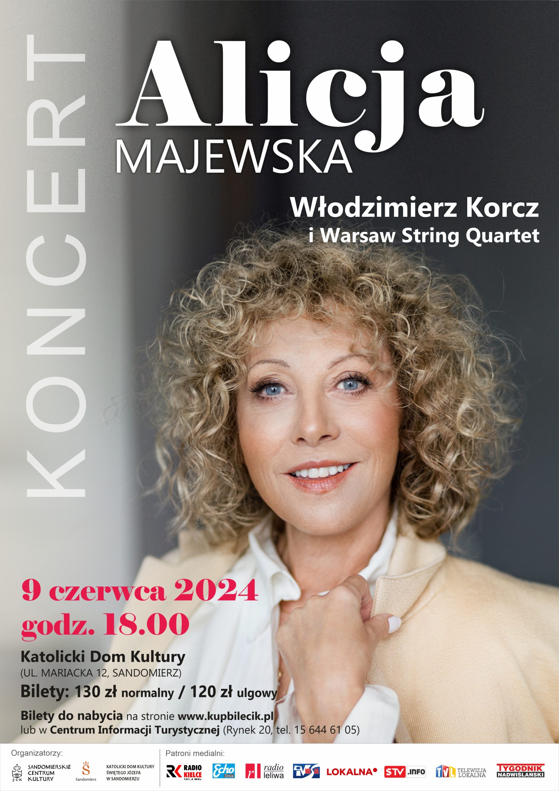 Koncert Alicji Majewskiej, 9 czerwca 2024, godz. 18:00, Katolicki Dom Kultury Św. Józefa.